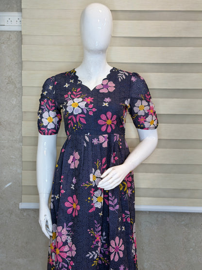 Navy Floral Hakoba Non Feeding Maxi