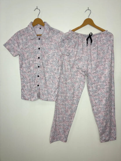 Spun Fabric Light Pink with Floral Paisley Printed Shirt and Pant Coords