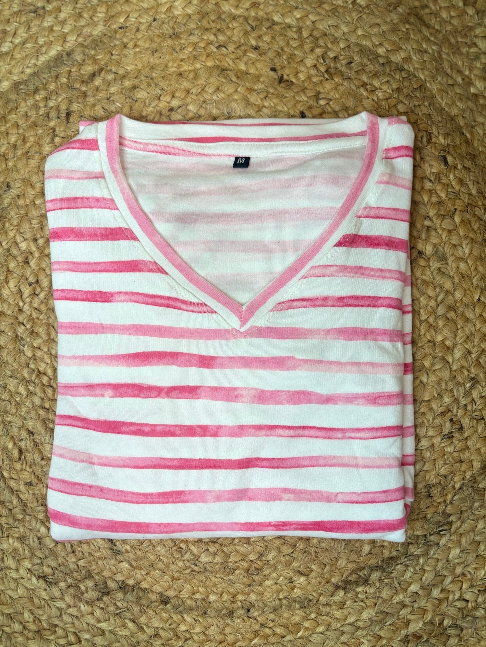 White Pink Stripes Printed Lounge Frock