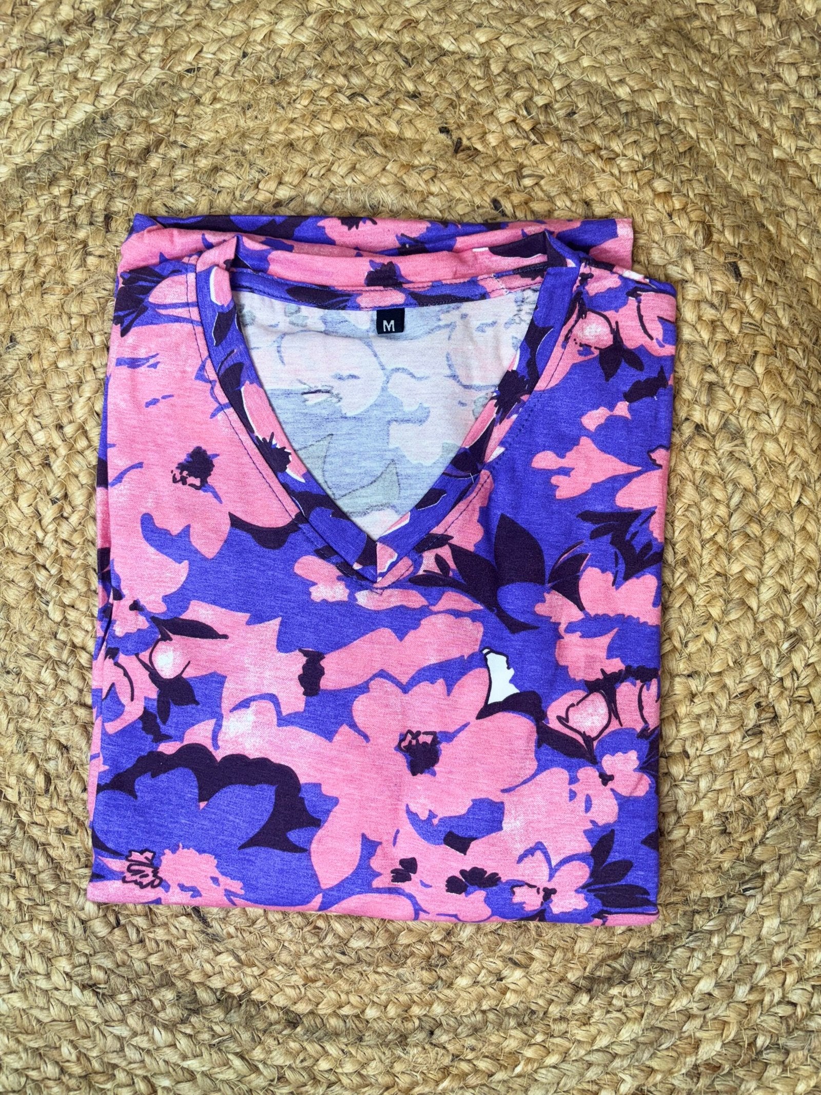 Purple Pink Floral Printed Lounge Frock