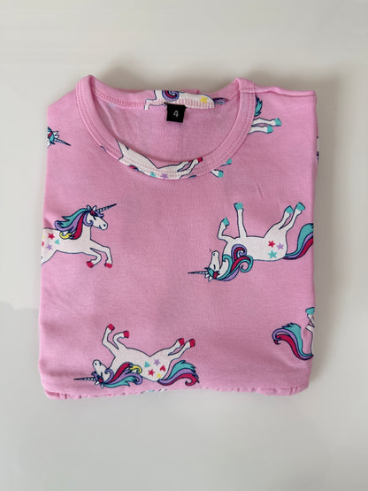 Pink Unicorn Print Kids Frock