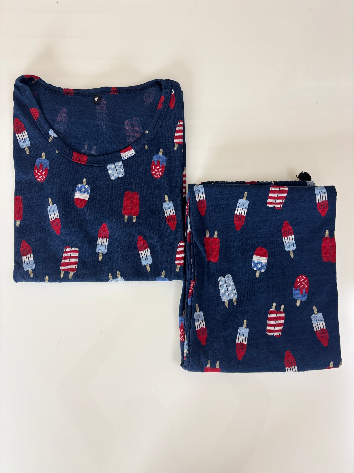 Women's Navy Blue Popsicle Print Lounge T-Shirt & Pant Set