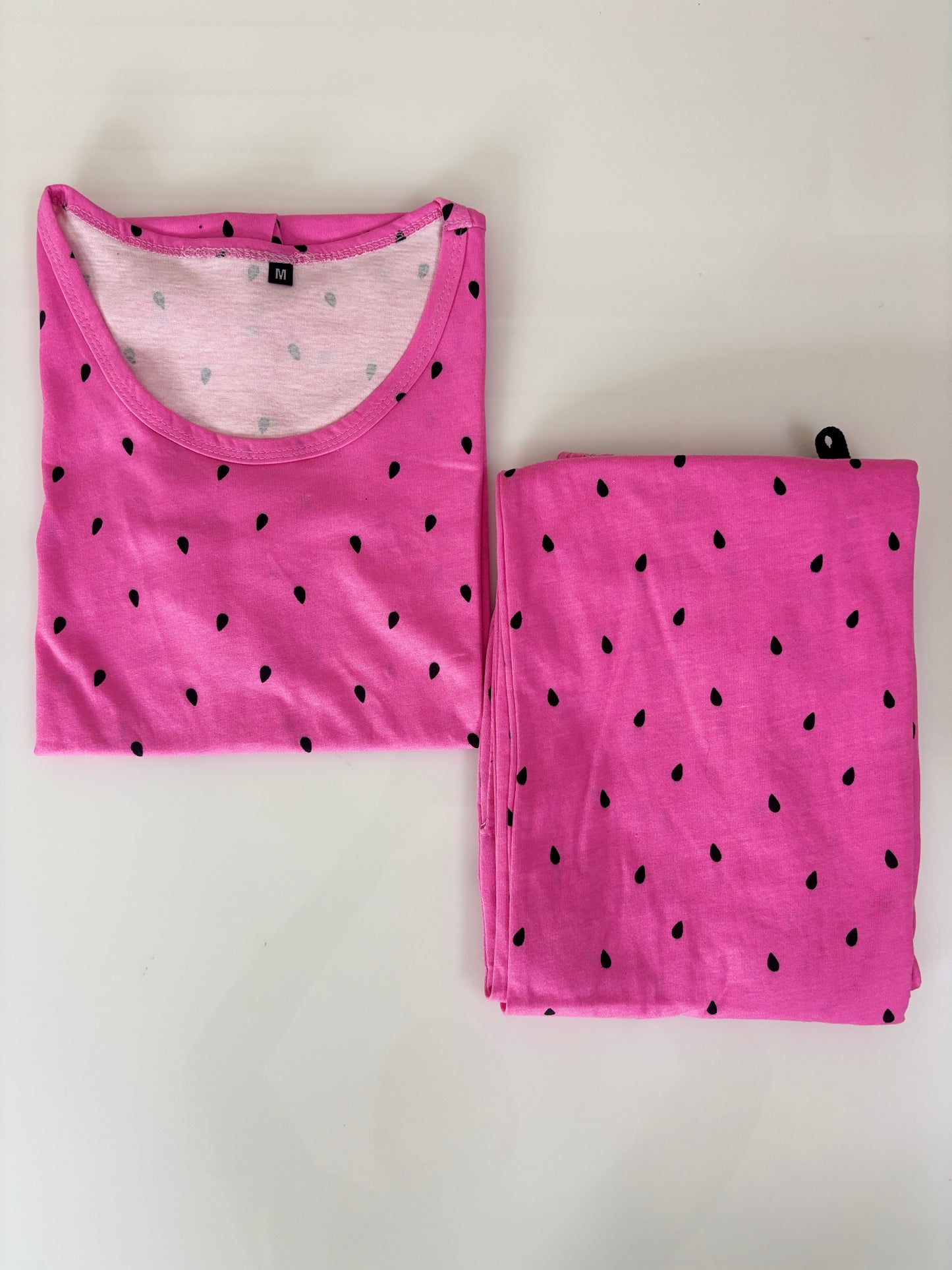 Women's Bubblegum Pink Micro Polka Dot Lounge T-Shirt & Pant Set
