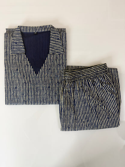 Navy Striped Print Outdoor Wear Co-ords