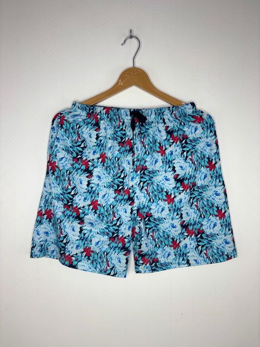 Sky Blue Tropical Floral Print Women's Shorts