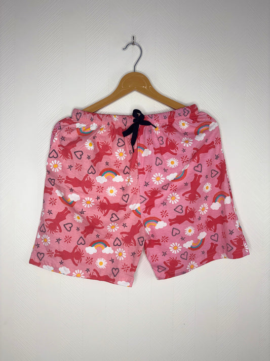 Pink Unicorn Print Women's Shorts