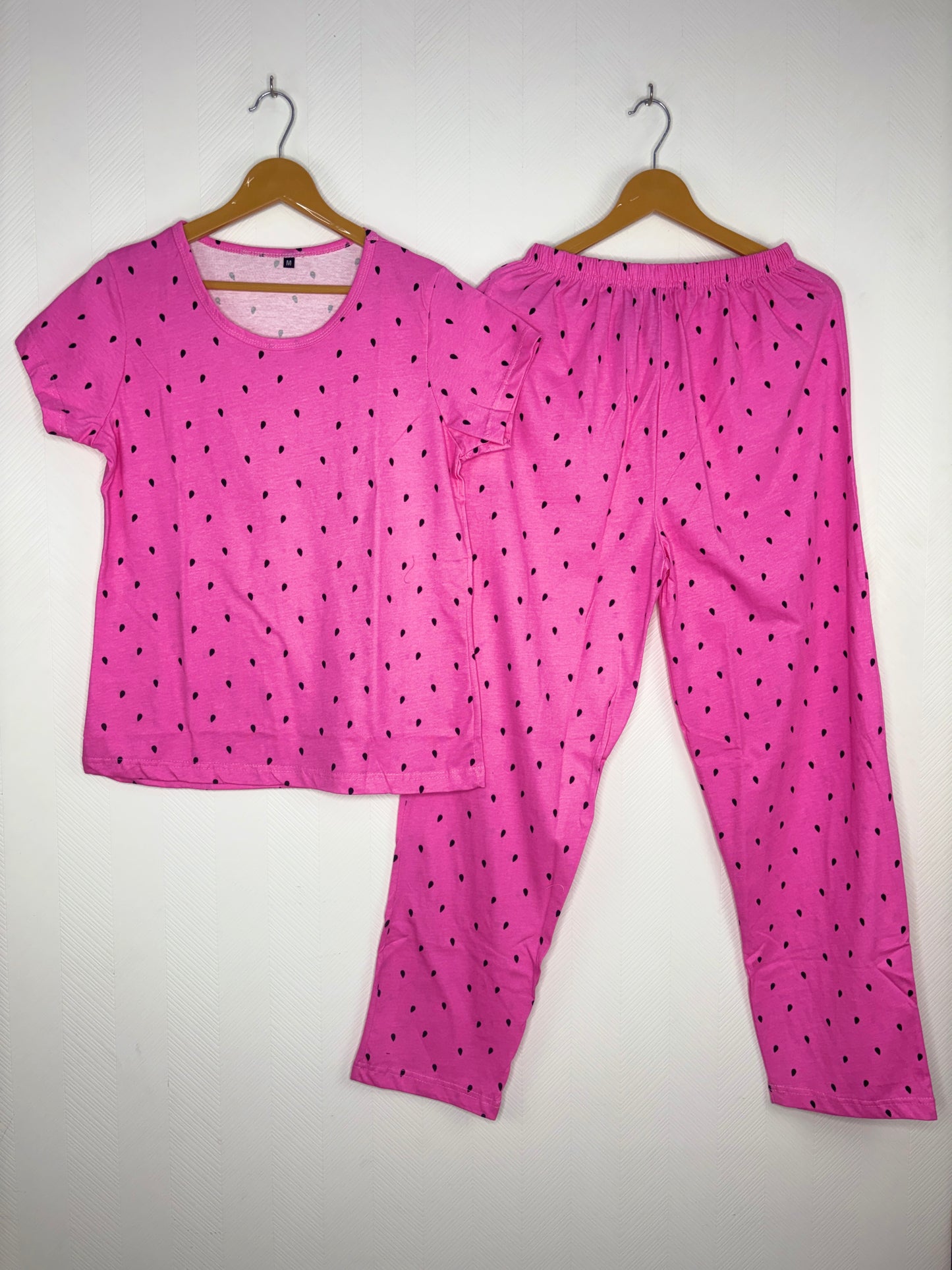 Women's Bubblegum Pink Micro Polka Dot Lounge T-Shirt & Pant Set