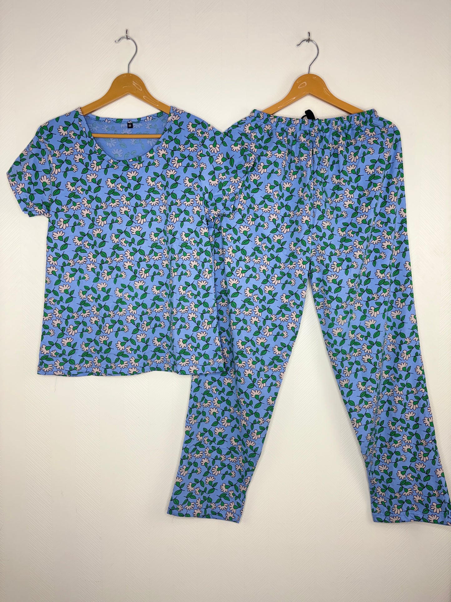 Women's Sky Blue Wildflower Print Lounge T-Shirt & Pant Set