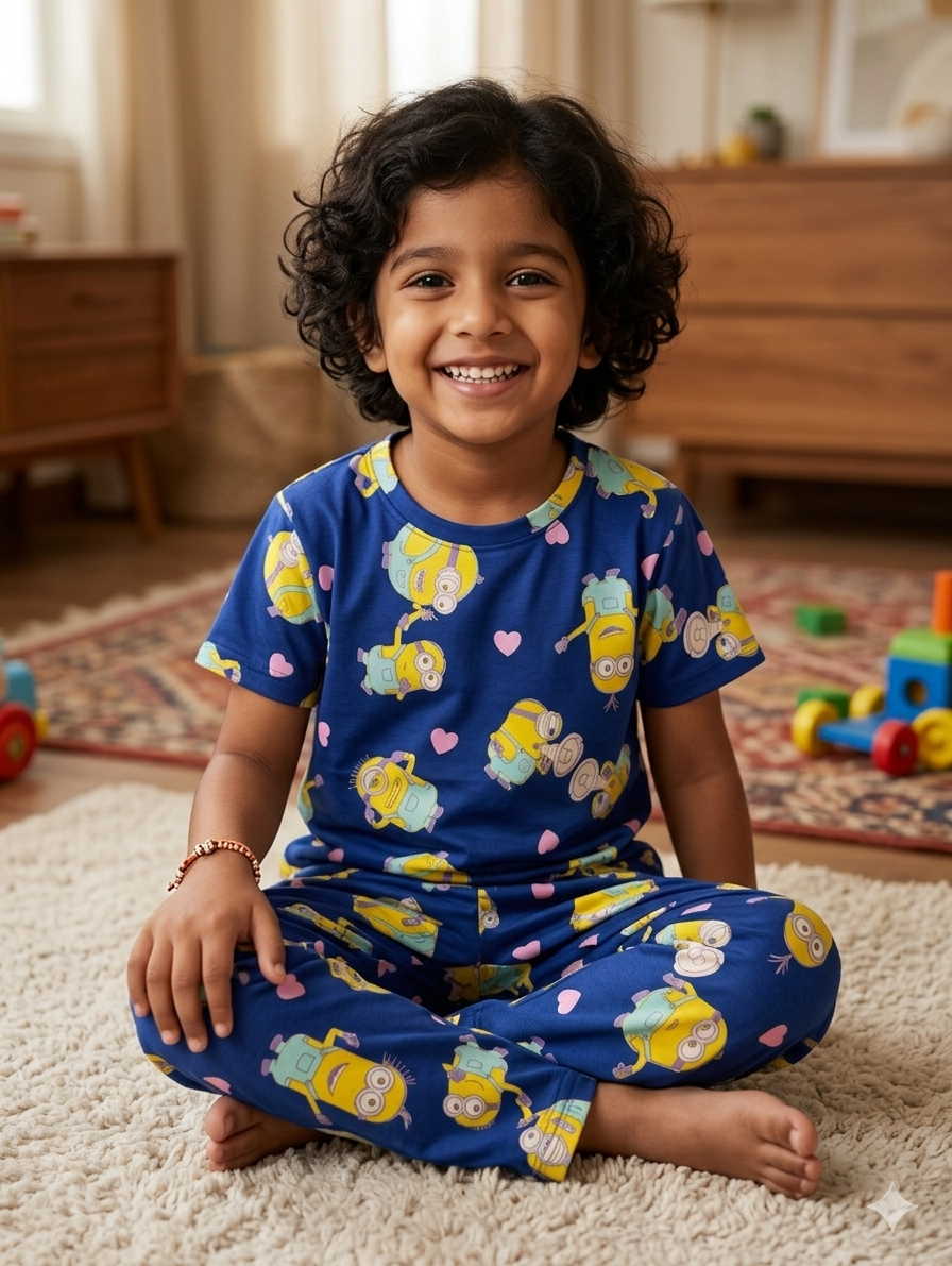 Kids Royal Blue Minion Magic T-Shirt & Pants Set