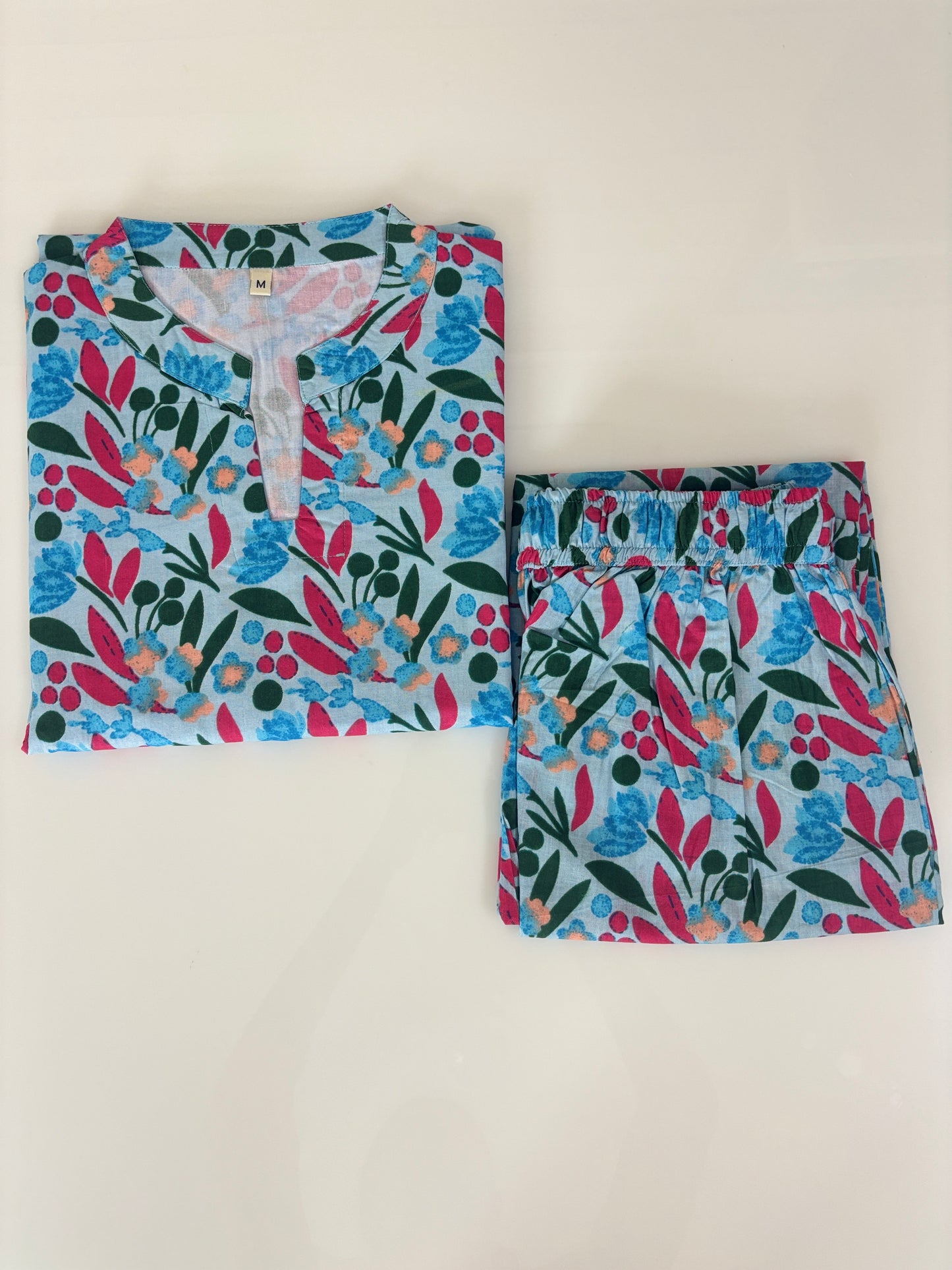 Sky Blue Leaf Print Outdoor Wear Co-ords