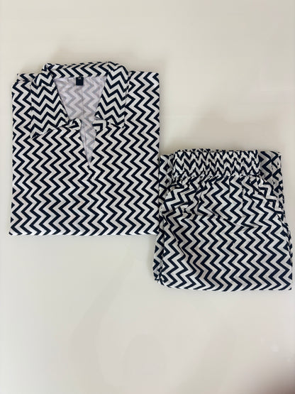 Black and White Chevron Print Outdoor Wear Co-ords