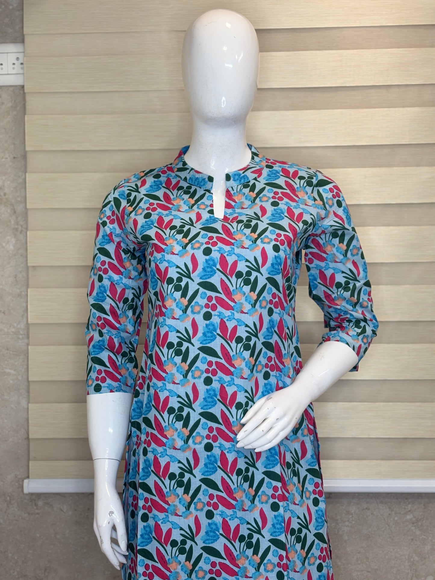 Sky Blue Leaf Print Outdoor Wear Co-ords
