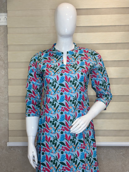 Sky Blue Leaf Print Outdoor Wear Co-ords