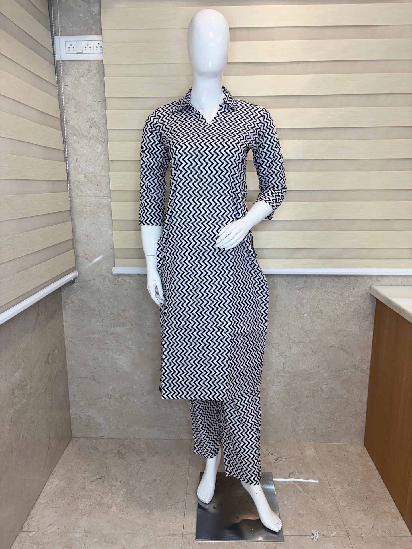 Black and White Chevron Print Outdoor Wear Co-ords