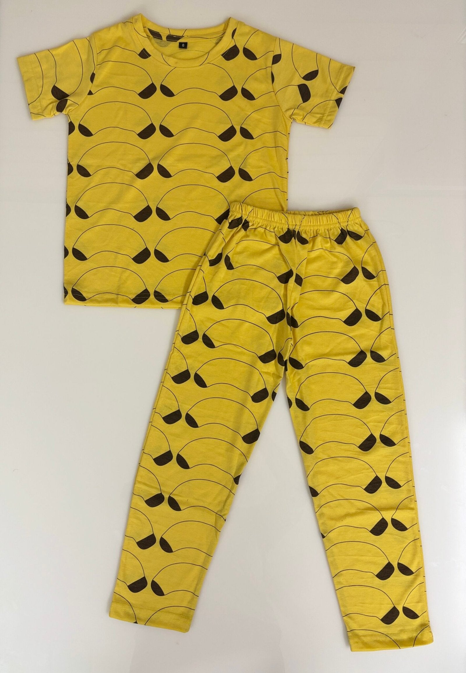 Yellow Banana Shapes Printed T-Shirt and Pant Co-ords