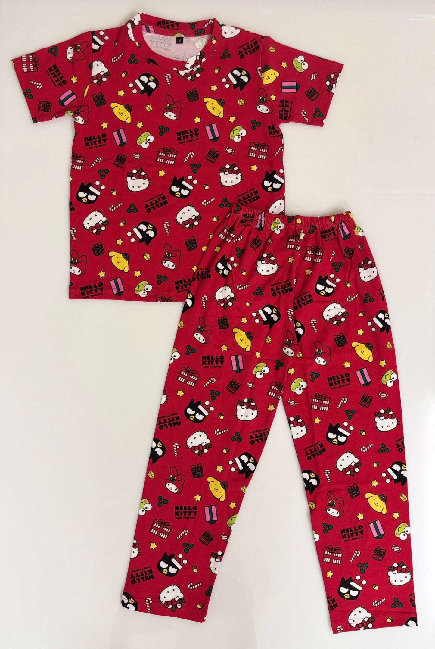 Red Multiple Charecters Printed T-Shirt and Pant Co-ords