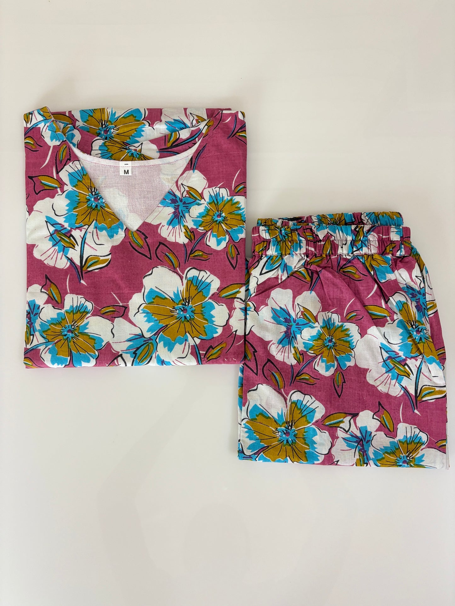 Pink bloom Peplum top with palazoo pant set