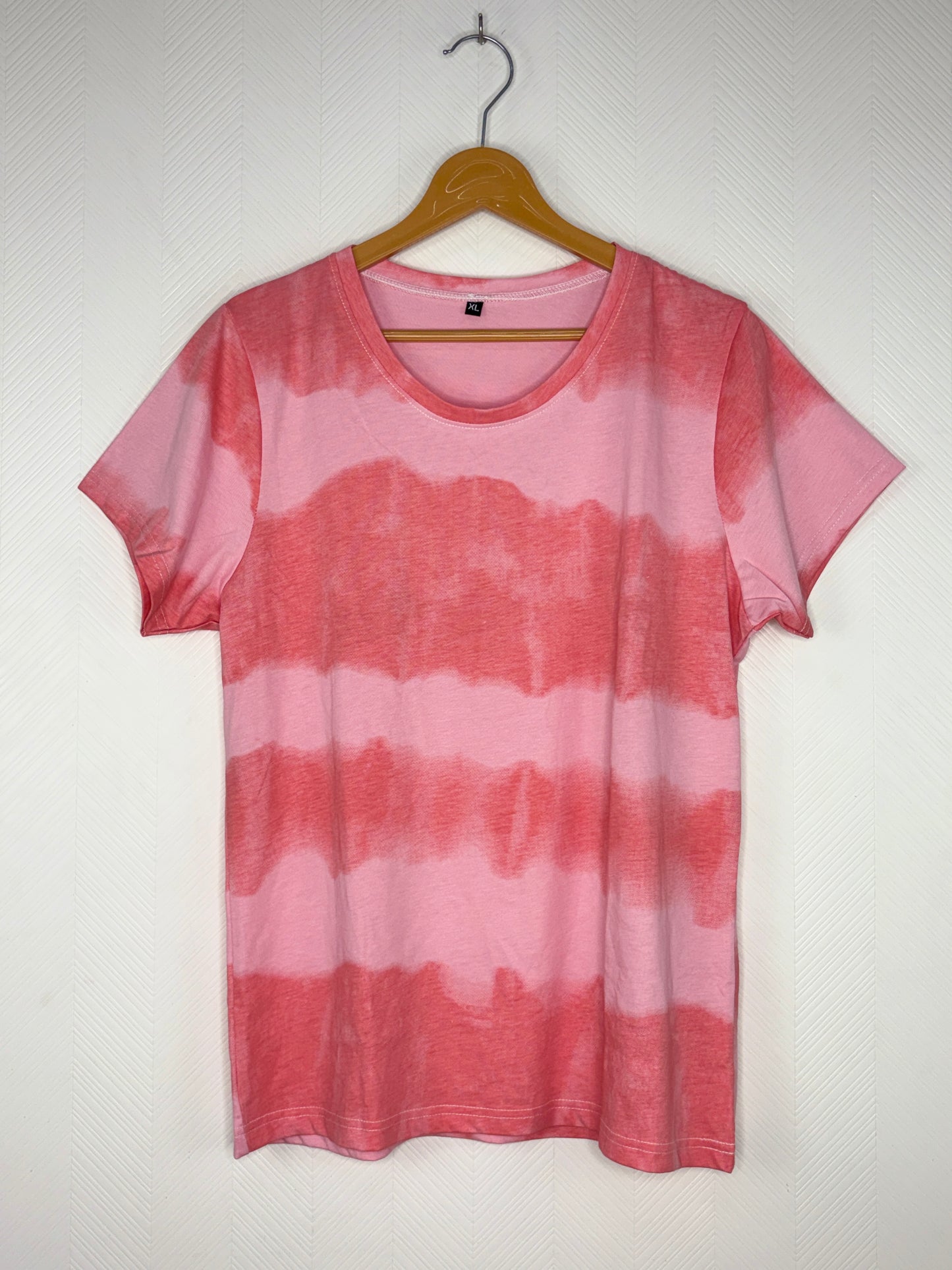 Pink Watercolor Stripe Print Women's T-Shirt