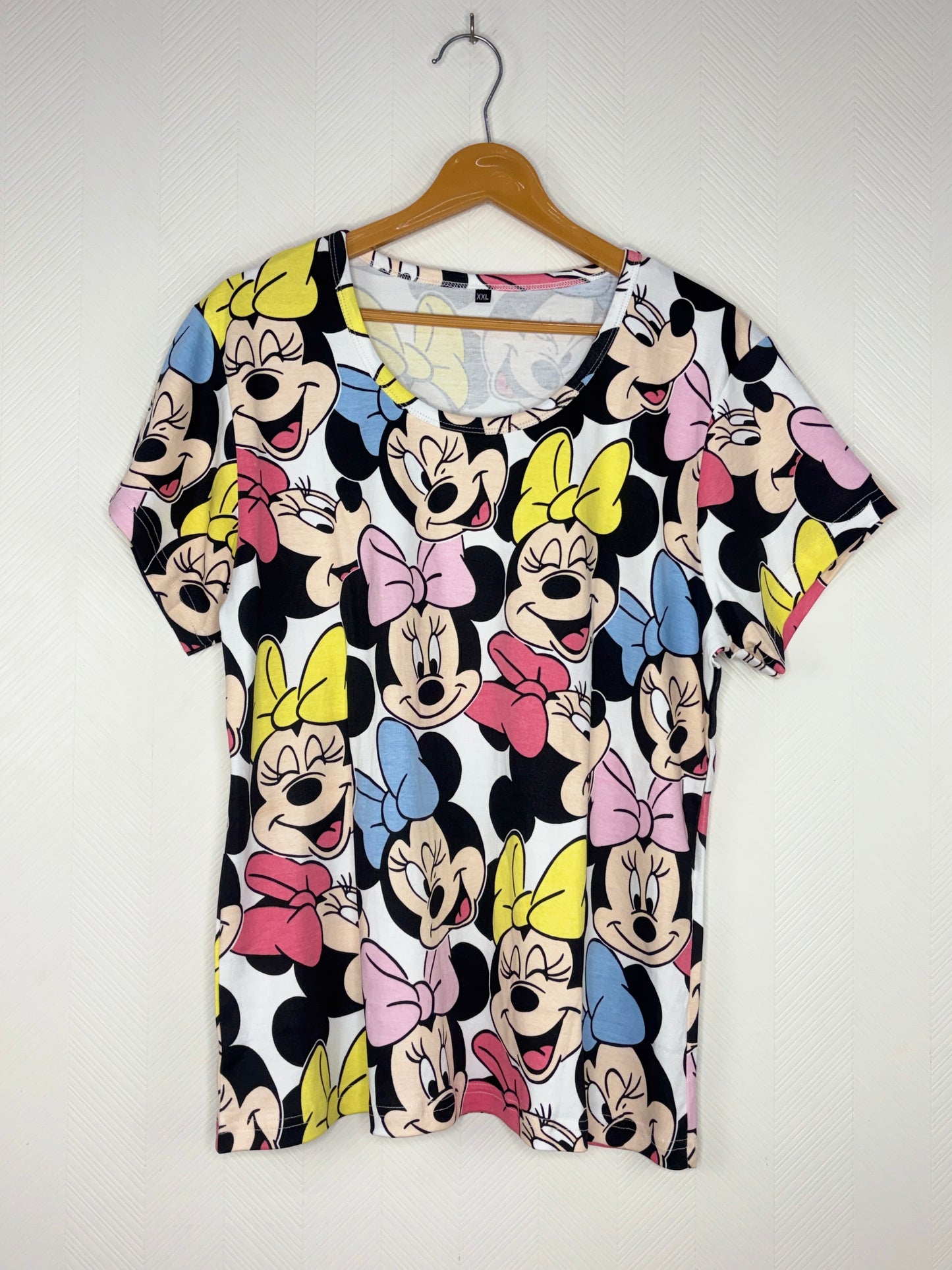White Minnie Mouse Print Women's T-Shirt
