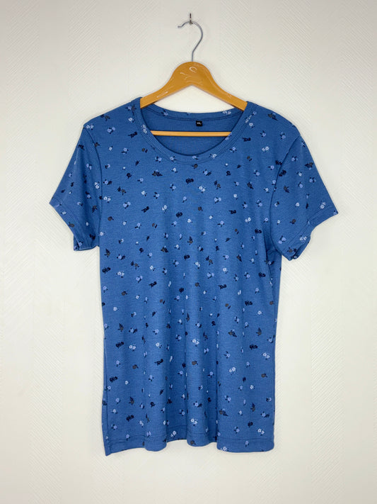 Blue Ditsy Floral Print Women's T-Shirt
