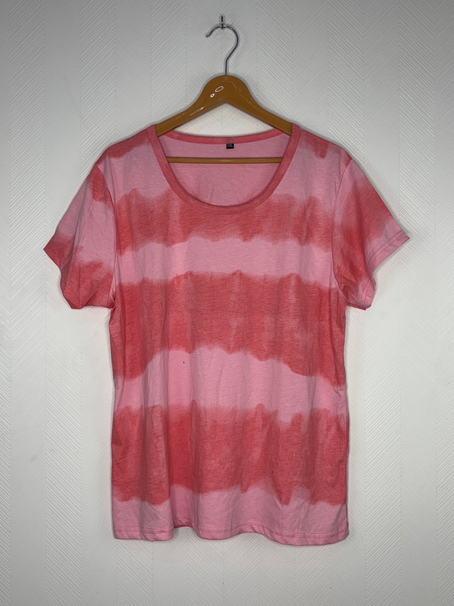 Pink Tie-Dye Stripe Print Women's T-Shirt