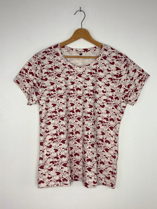White Heart Print Women's T-Shirt