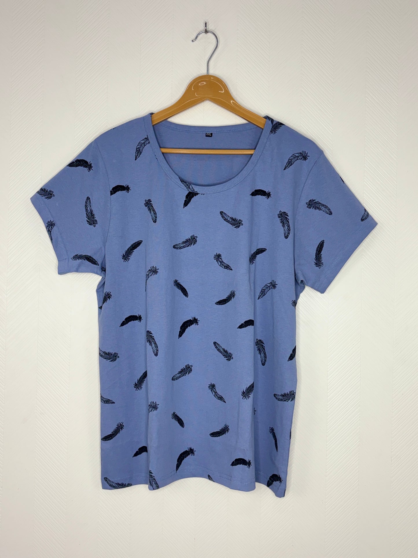 Dusty Blue Feather Print Women's T-Shirt