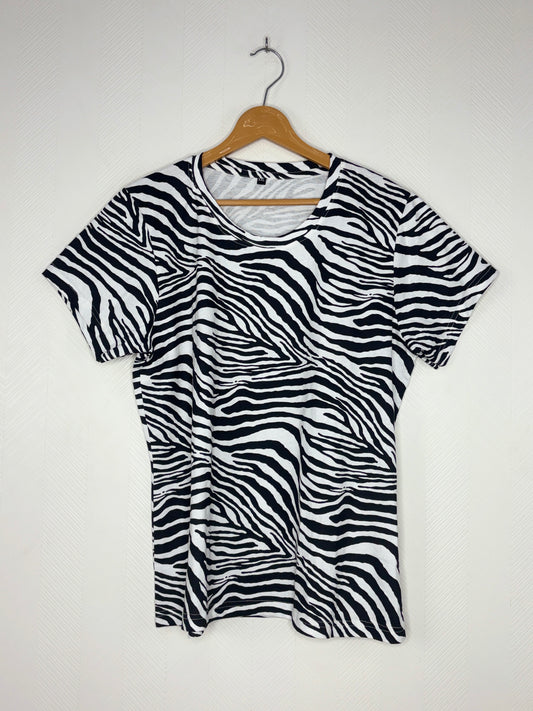 Black Zebra Print Women's T-Shirt
