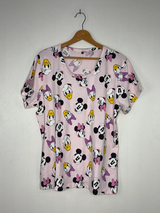 Light Pink Mickey, Minnie & Daisy Duck Print Women's T-Shirt