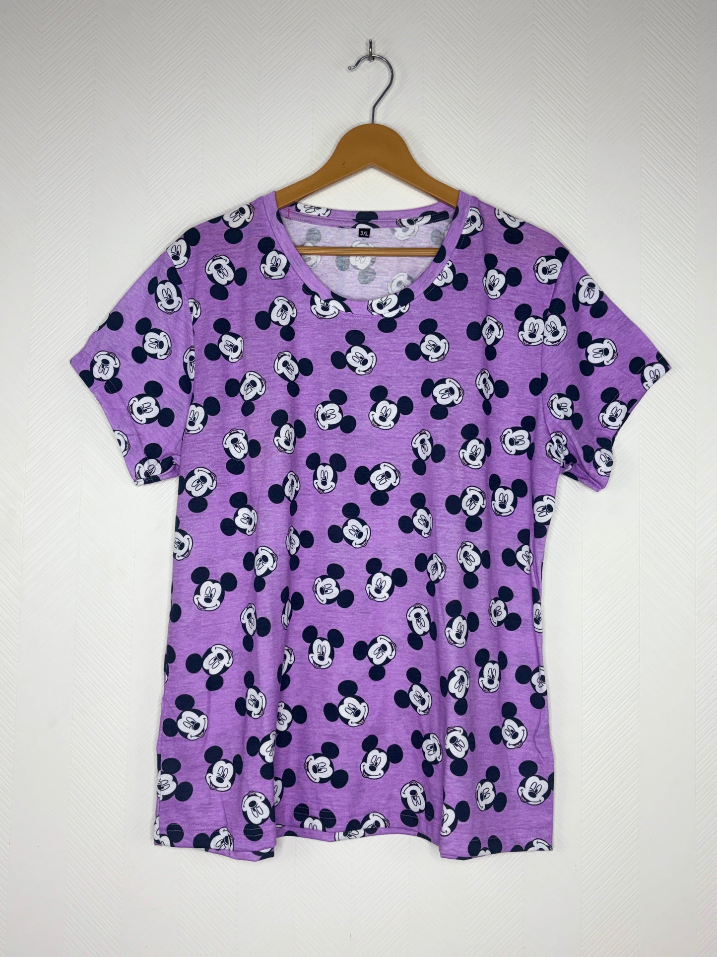 Purple Mickey Mouse Print Women's T-Shirt