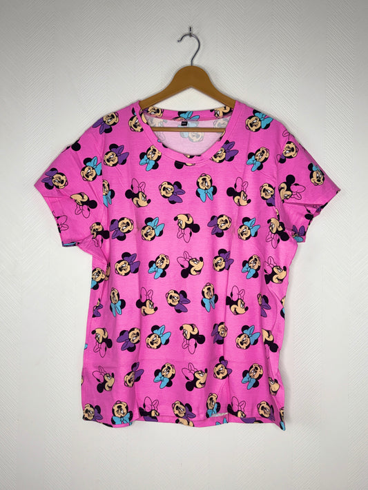 Pink Minnie Mouse Print Women's T-Shirt