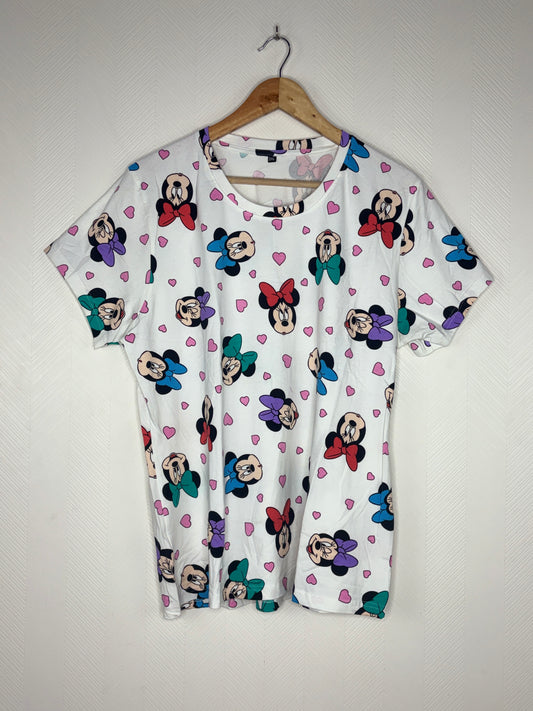 White Minnie Mouse & Heart Print Women's T-Shirt