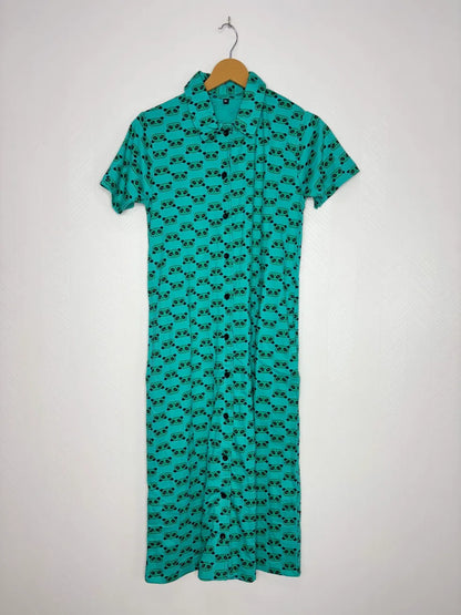 Turquoise Disney Series Printed Front Open Long Tunic