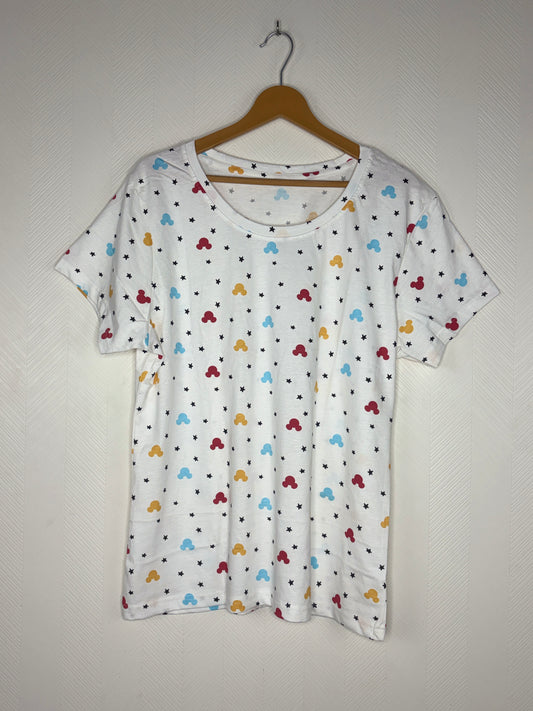 White Mickey Mouse Icon Print Women's T-Shirt