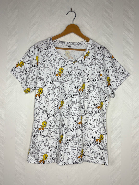 White Tweety Bird Print Women's T-Shirt