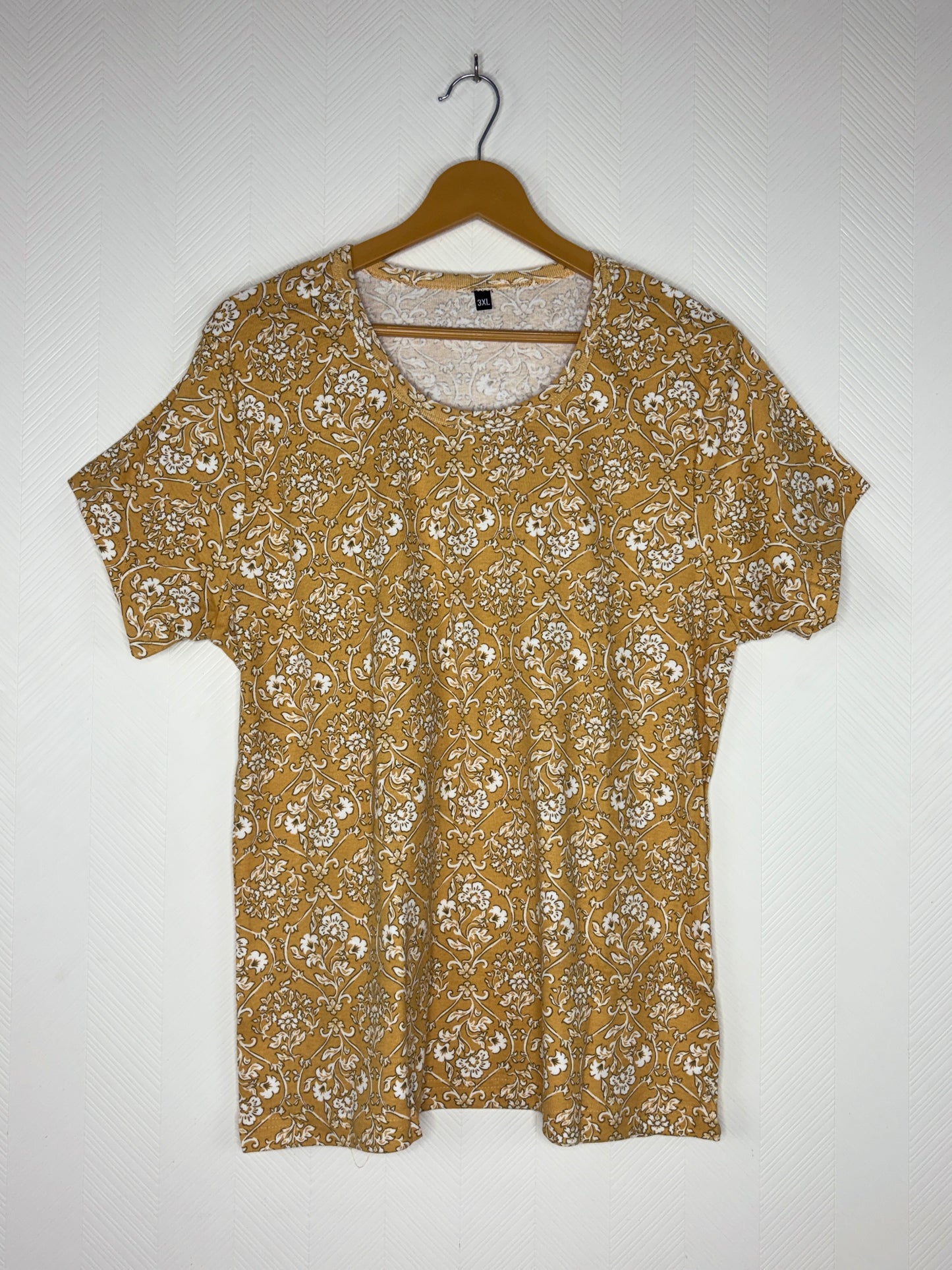 Mustard Floral Damask Print Women's T-Shirt