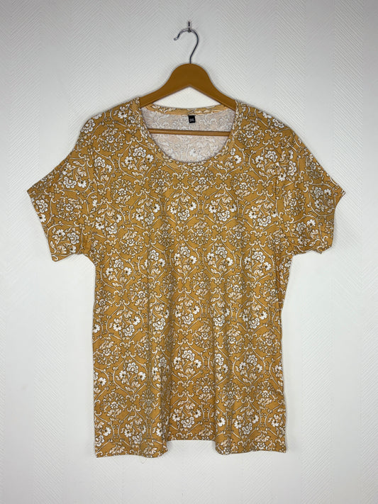Mustard Floral Damask Print Women's T-Shirt