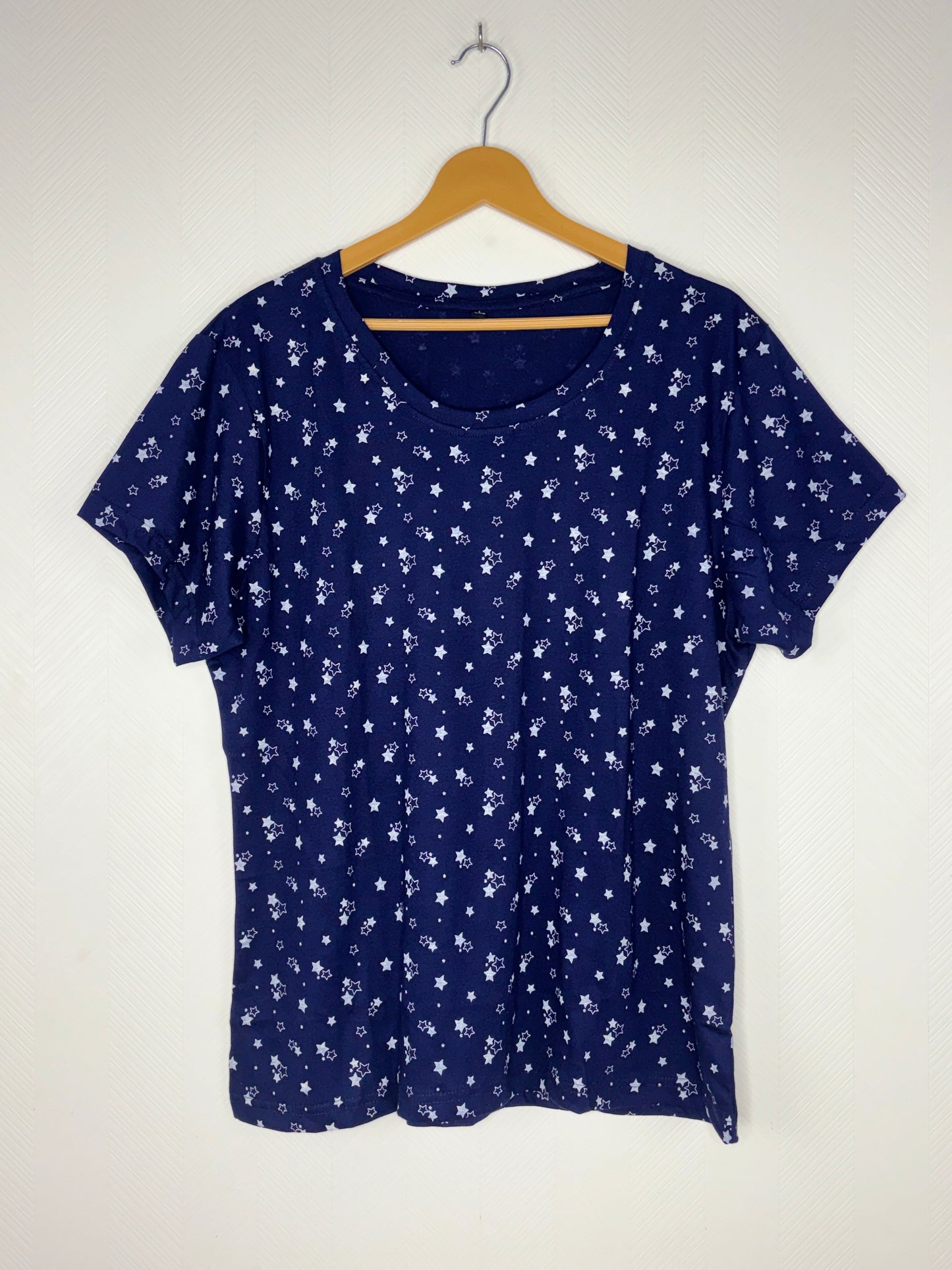 Navy Blue Christmas Star Print Women's T-Shirt