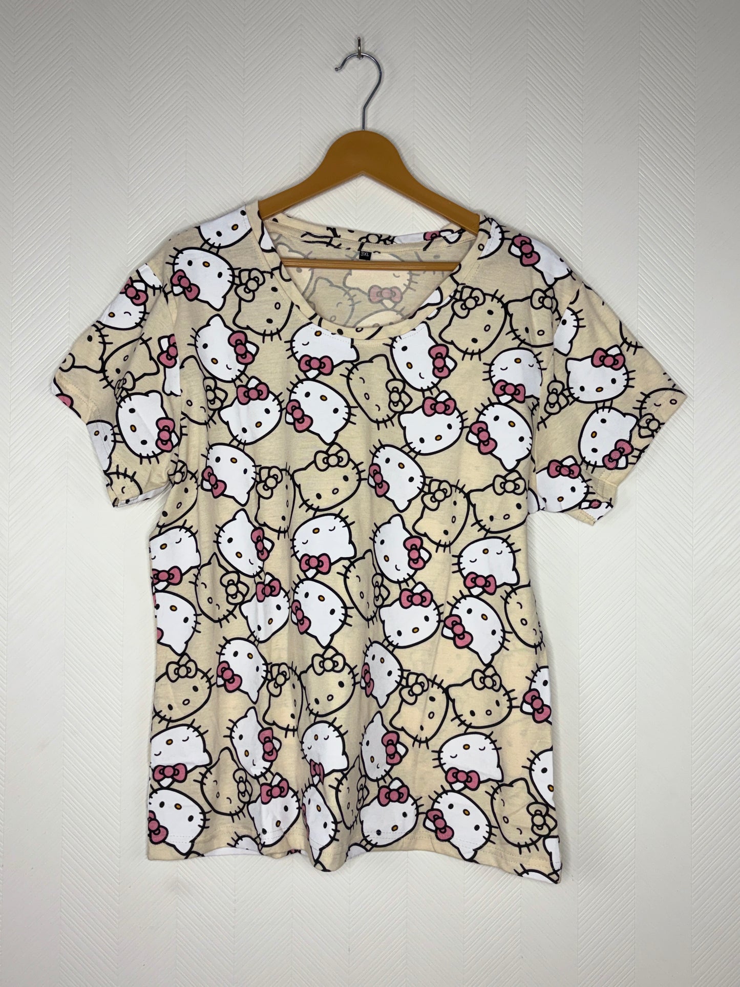 Beige Hello Kitty Print Women's T-Shirt