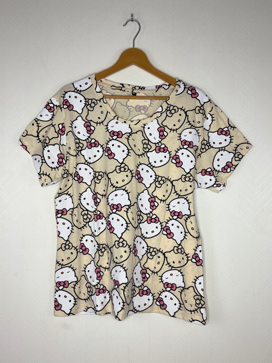 Beige Hello Kitty Print Women's T-Shirt