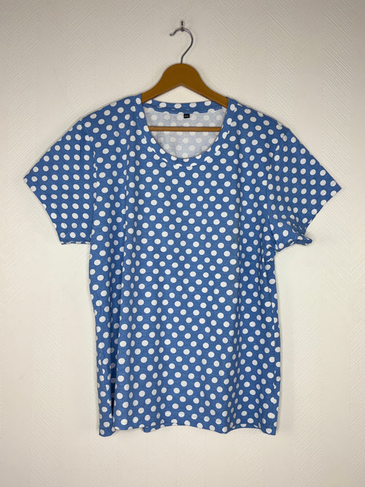 Blue Polka Dot Print Women's T-Shirt