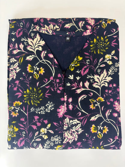 Midnight Wildflower Center Zip Cotton Maxi