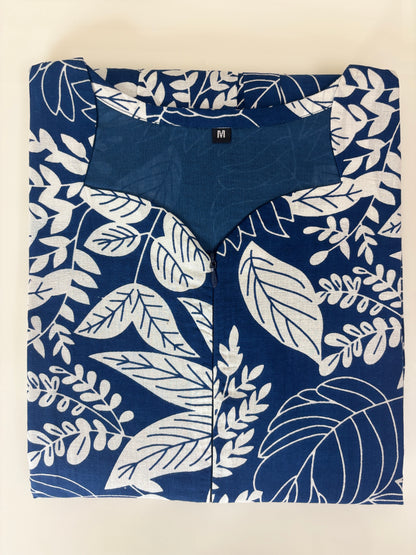 Royal Leaf Center Zip Cotton Maxi