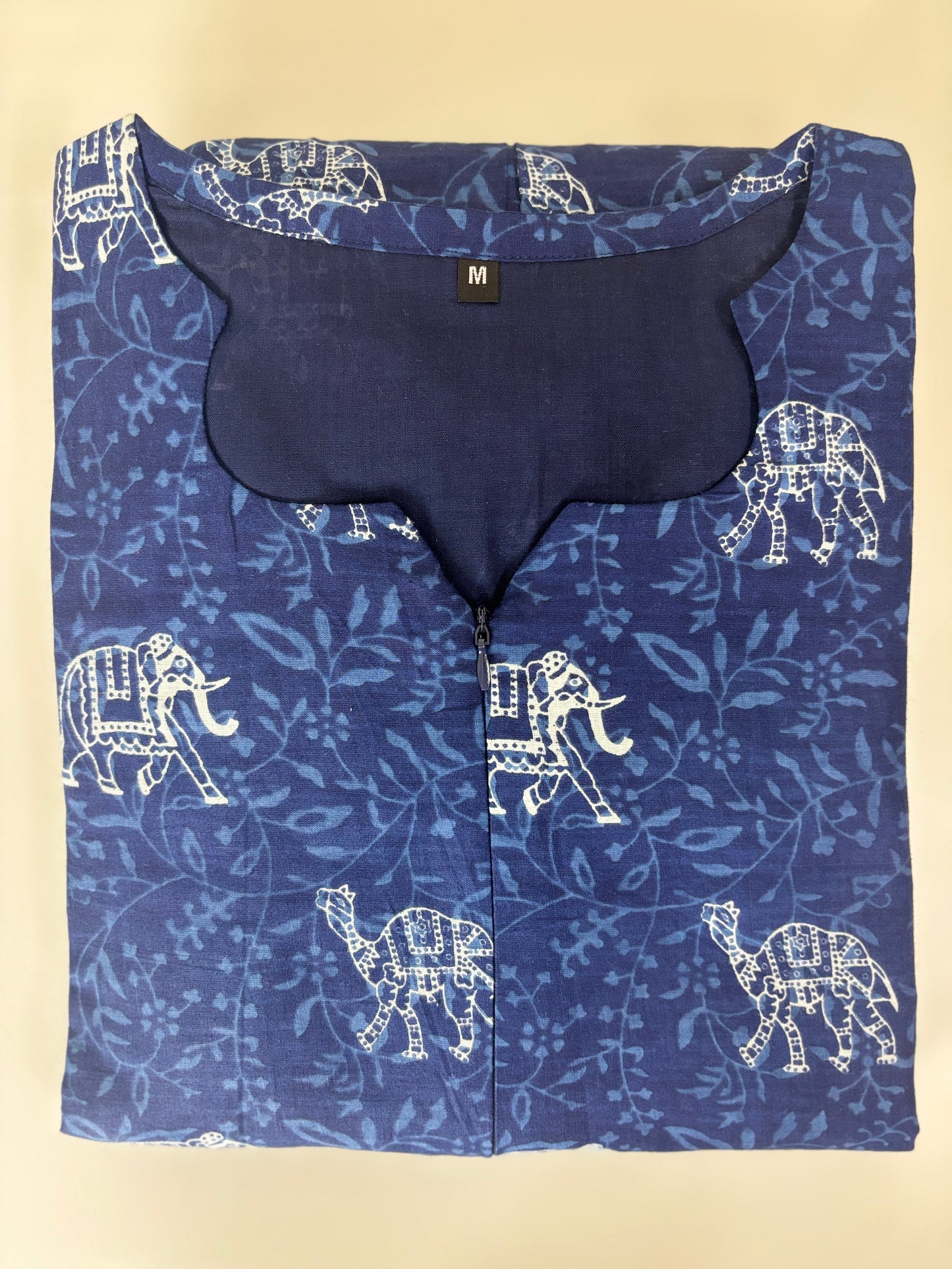 Indigo Elephant Center Zip Cotton Maxi