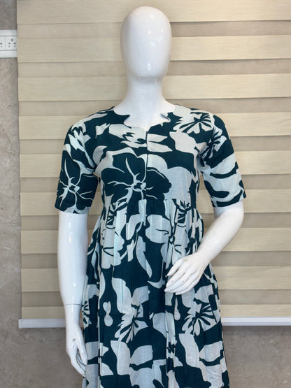 Forest Bloom Center Zip Cotton Maxi