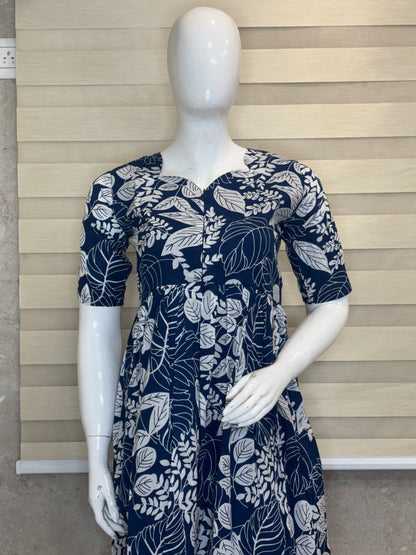 Royal Leaf Center Zip Cotton Maxi