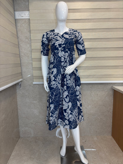 Royal Leaf Center Zip Cotton Maxi