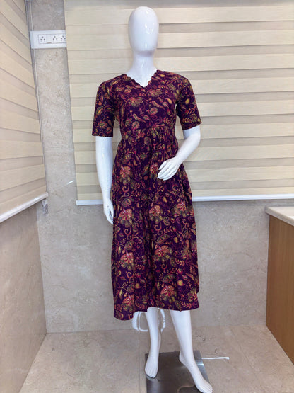 Plum Paisley Center Zip Cotton Maxi