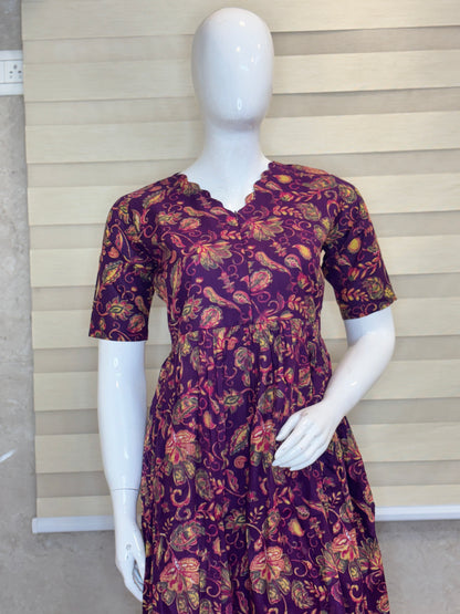 Plum Paisley Center Zip Cotton Maxi
