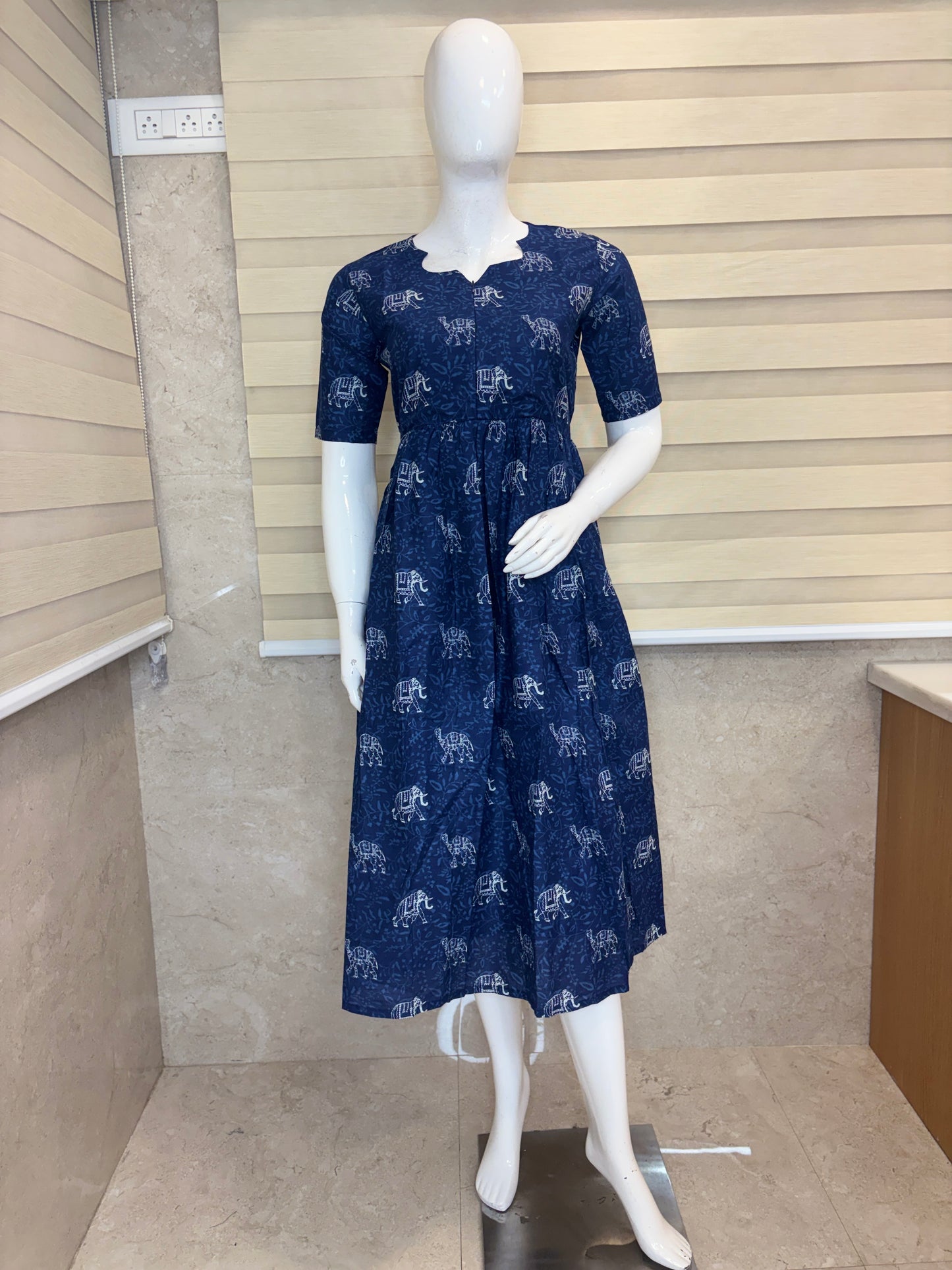 Indigo Elephant Center Zip Cotton Maxi